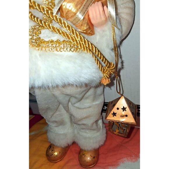 Santa Claus Figurine With Bear & Gold Accents 15" - Picture 4 of 11